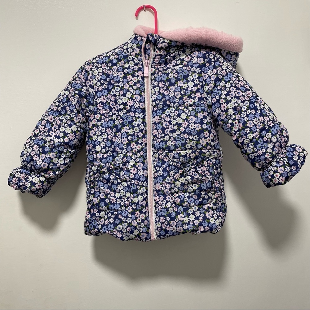 Floral Puffer Jacket with Hood